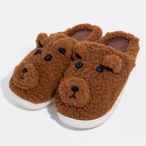 🆕 Cozy Brown Bear Slippers, Size 9-10